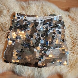 Silver Sequin Pencil Skirt